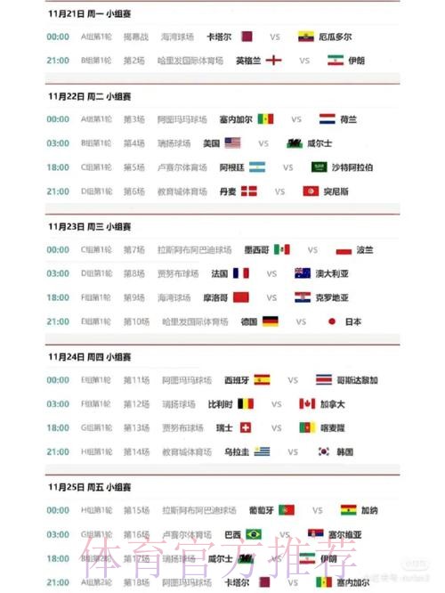 世界杯小组赛赛程是否免费 世界杯小组赛赛程是否免费